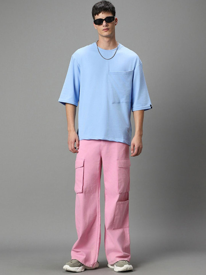 Bewakoof Drop-Shoulder Sleeves Pocket Detail Relaxed Fit Cotton T-shirt