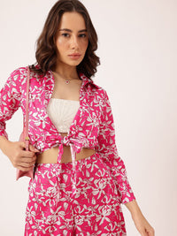 DressBerry Floral Garden Party Tie-Up Hem Shirt