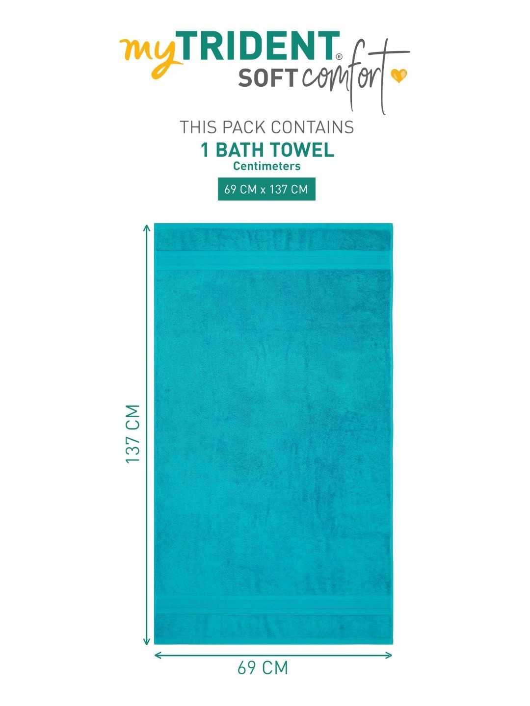 MYTRIDENT Teal Blue Cotton 500 GSM Bath Towel