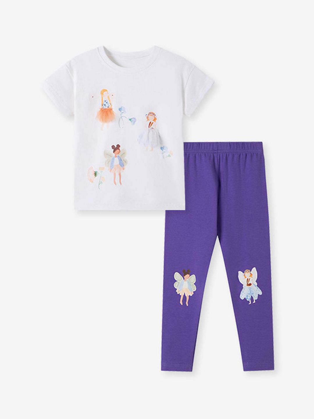 YK Printed T-Shirt & Leggings Clothing Set