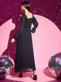 Berrylush Women Bishop Sleeve A-Line Maxi Dress