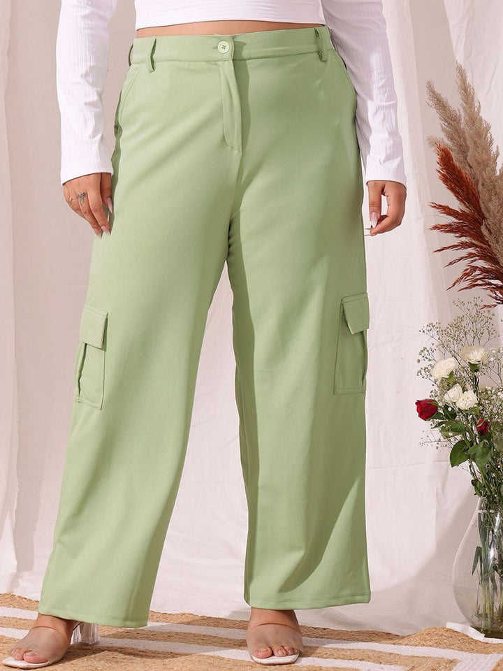 CURVY STREET Women Relaxed Straight Fit Cargos Trousers