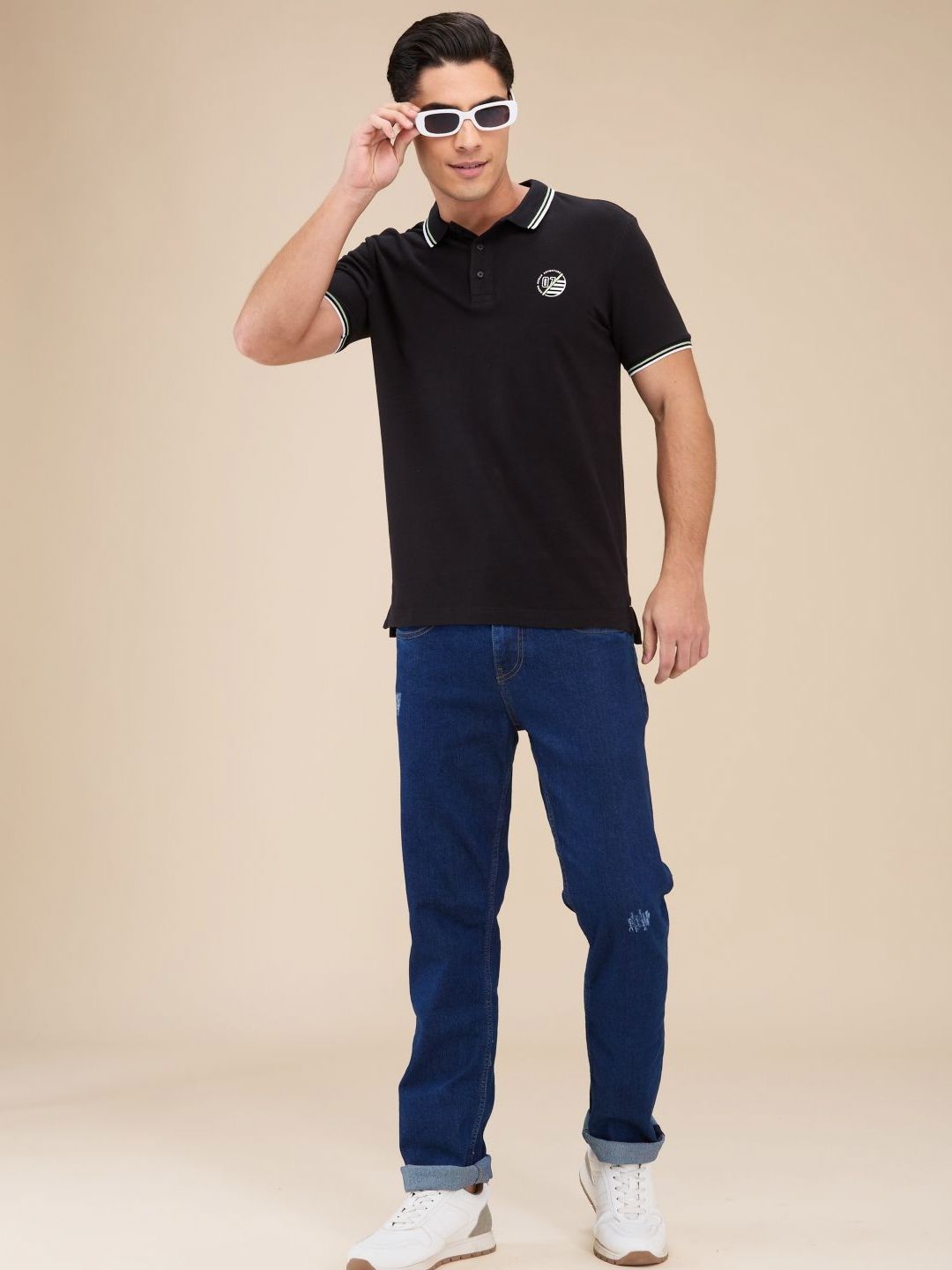Being Human Men Solid Polo Collar Cotton T-Shirt