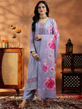Libas Women Floral Embroidered Regular Thread Work Kurta with Trousers & With Dupatta
