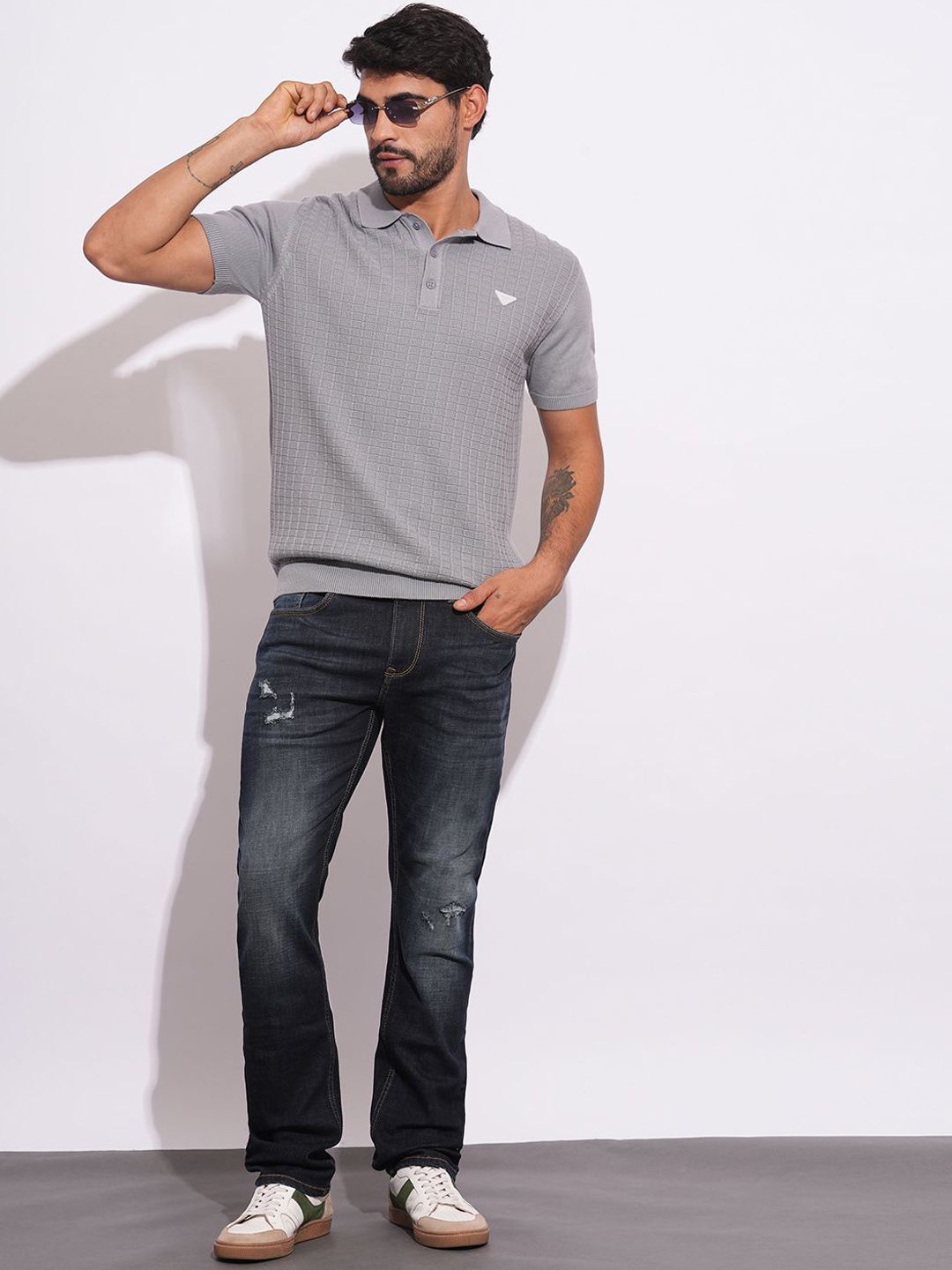 Being Human Men Classic Mildly Distressed Heavy Fade Stretchable Jeans