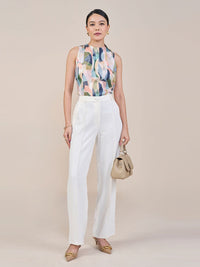 AND Women Abstract Printed Mandarin Collar Top