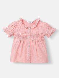 Nauti Nati Girls Striped  Ruffles Smocked Cotton Top