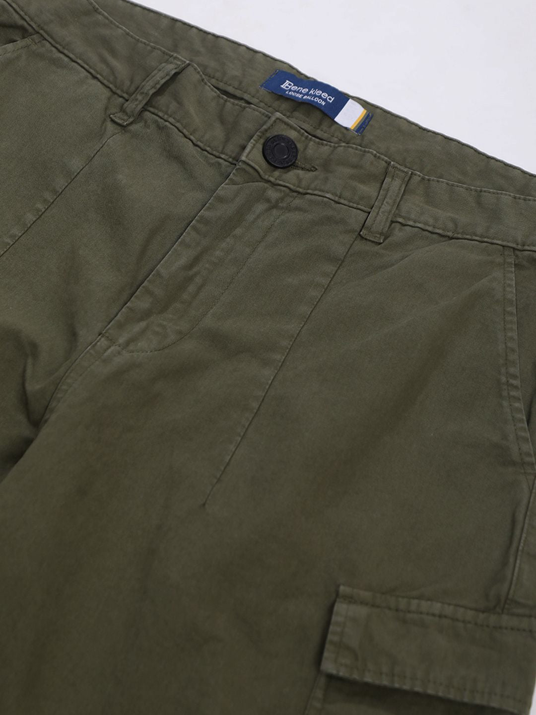 Bene Kleed Men Loose Balloon Fit Cotton Cargo Trousers