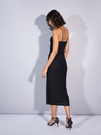 SASSAFRAS Mesh Sheath Shoulder Straps Midi Dress