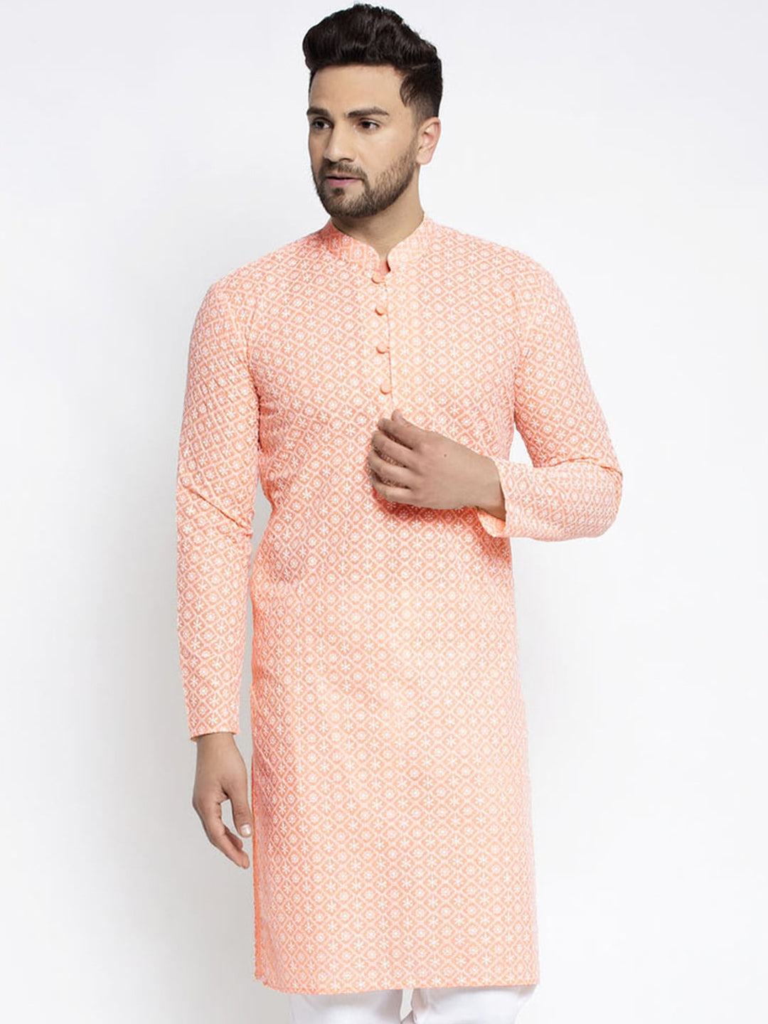Jompers Men Orange Embroider14019356ed Kurta