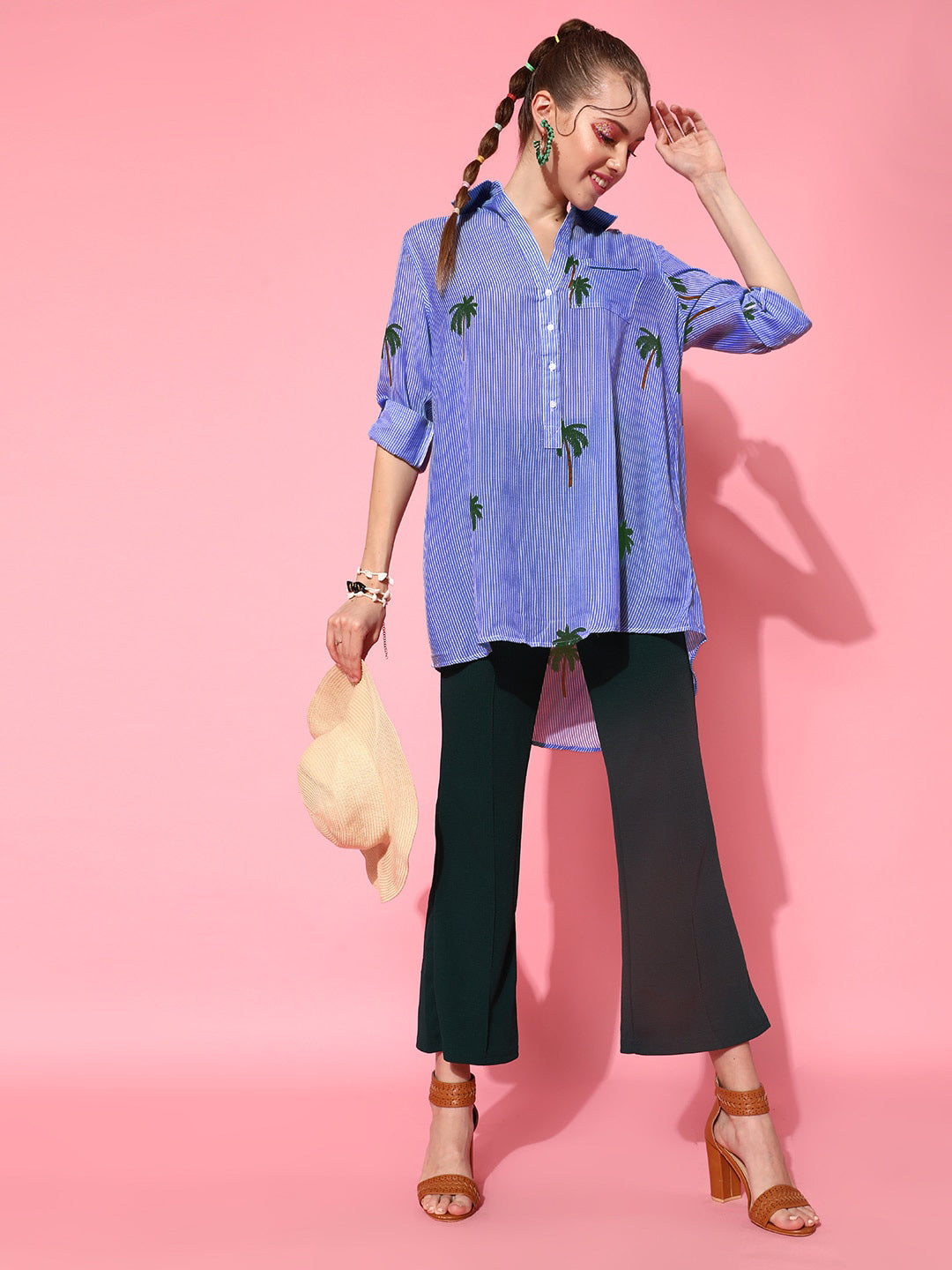 STREET 9 Women Blue Graphic Shirt