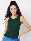 SPYKAR Self Design Round Neck Sleeveless Cotton T-shirt