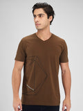 SPYKAR Men V-Neck Raw Edge Slim Fit T-shirt