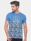 Being Human Men Blue Floral Printed Pure Cotton T-shirt