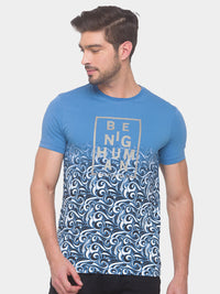 Being Human Men Blue Floral Printed Pure Cotton T-shirt