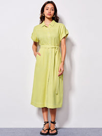 AND Women Shirt Collar Wrap Midi Dress