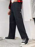 Urbano Fashion Men Loose Baggy Fit Washed Cargo Jeans with 6 Pockets Non-Stretchable