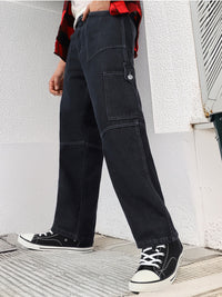 Urbano Fashion Men Loose Baggy Fit Washed Cargo Jeans with 6 Pockets Non-Stretchable