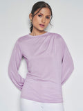 AND Boat Neck Cuffed Sleeves Top