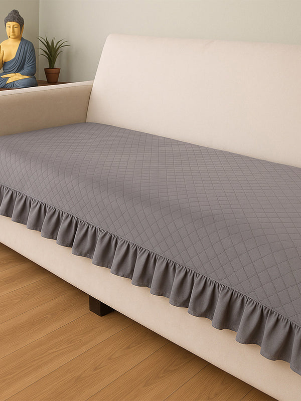 STITCHNEST Grey Self Design 3 Seater Sofa Cover