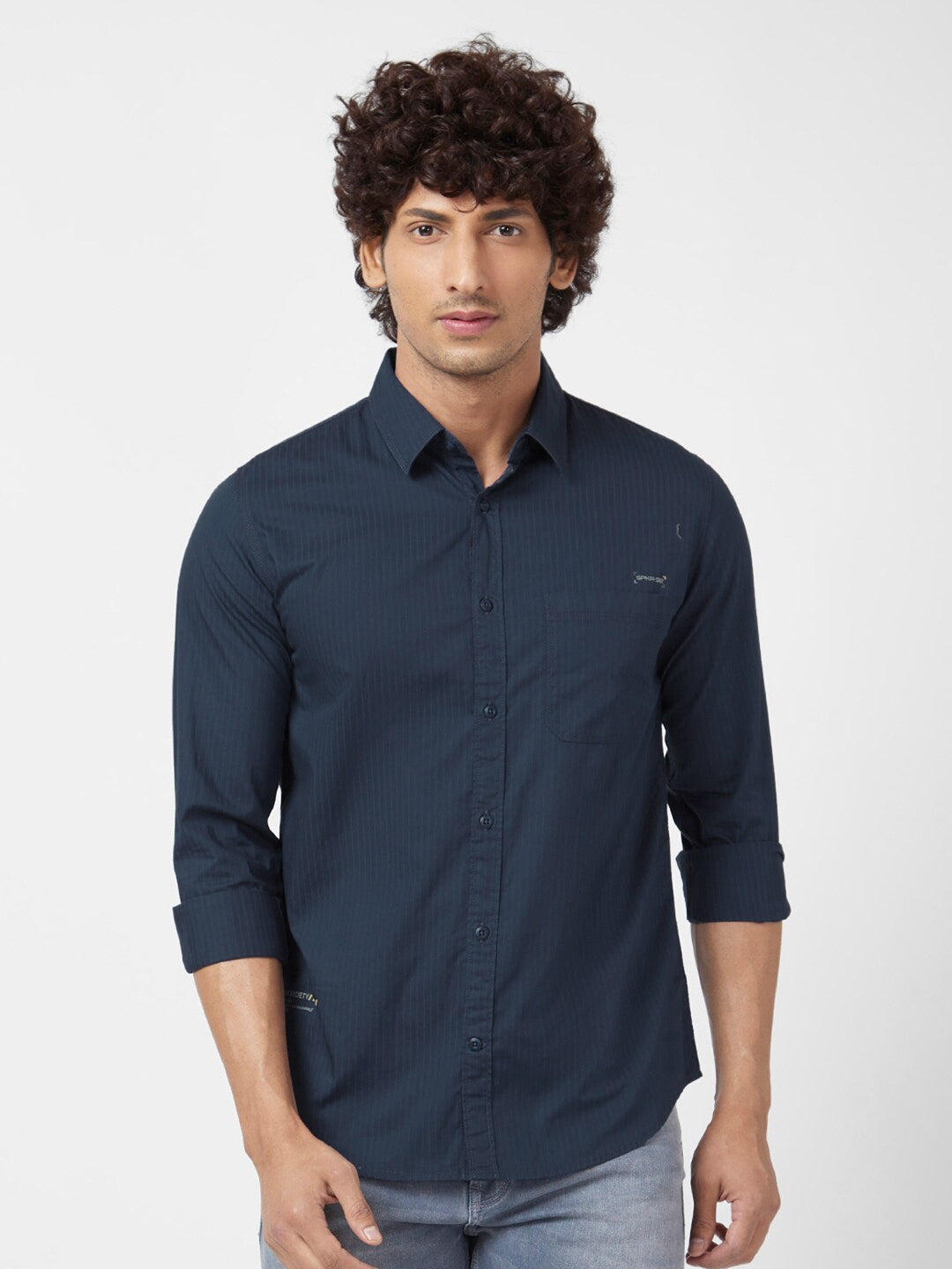 SPYKAR Classic Vertical Striped Cotton Linen Shirt