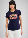 SPYKAR Women Typography Applique T-shirt