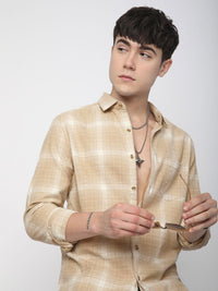 VASTRADO Men Classic Slim Fit Cutaway Collar Tartan Checked Pure Cotton Casual Shirt