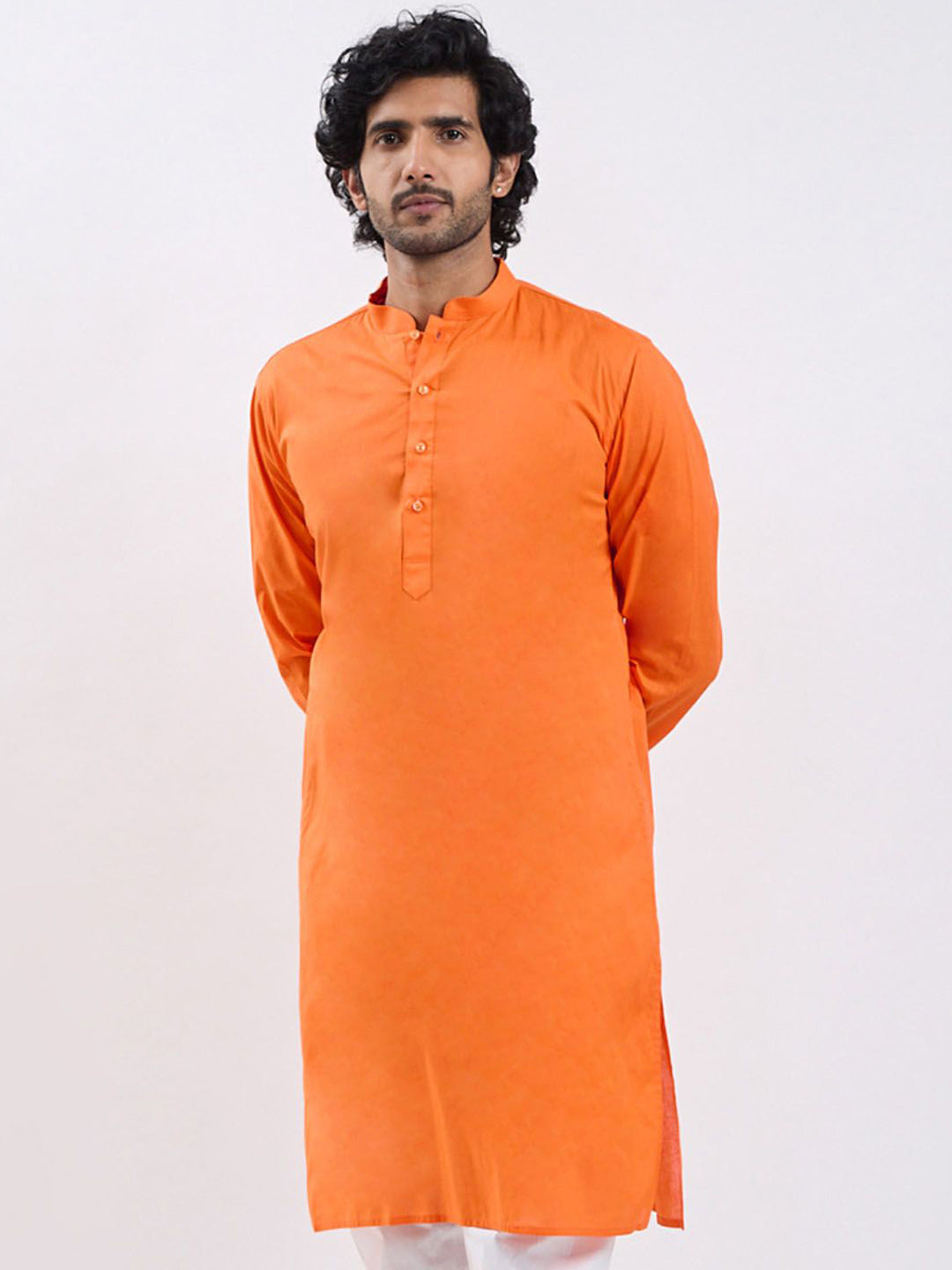 VASTRAMAY Mandarin Collar Cotton Straight Kurta