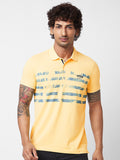 SPYKAR Polo Collar Short Sleeves Abstract Print Cotton Slim Fit T-shirt