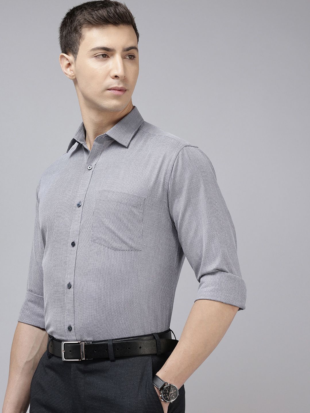 Park Avenue Self-Design Slim Fit Formal Shirt