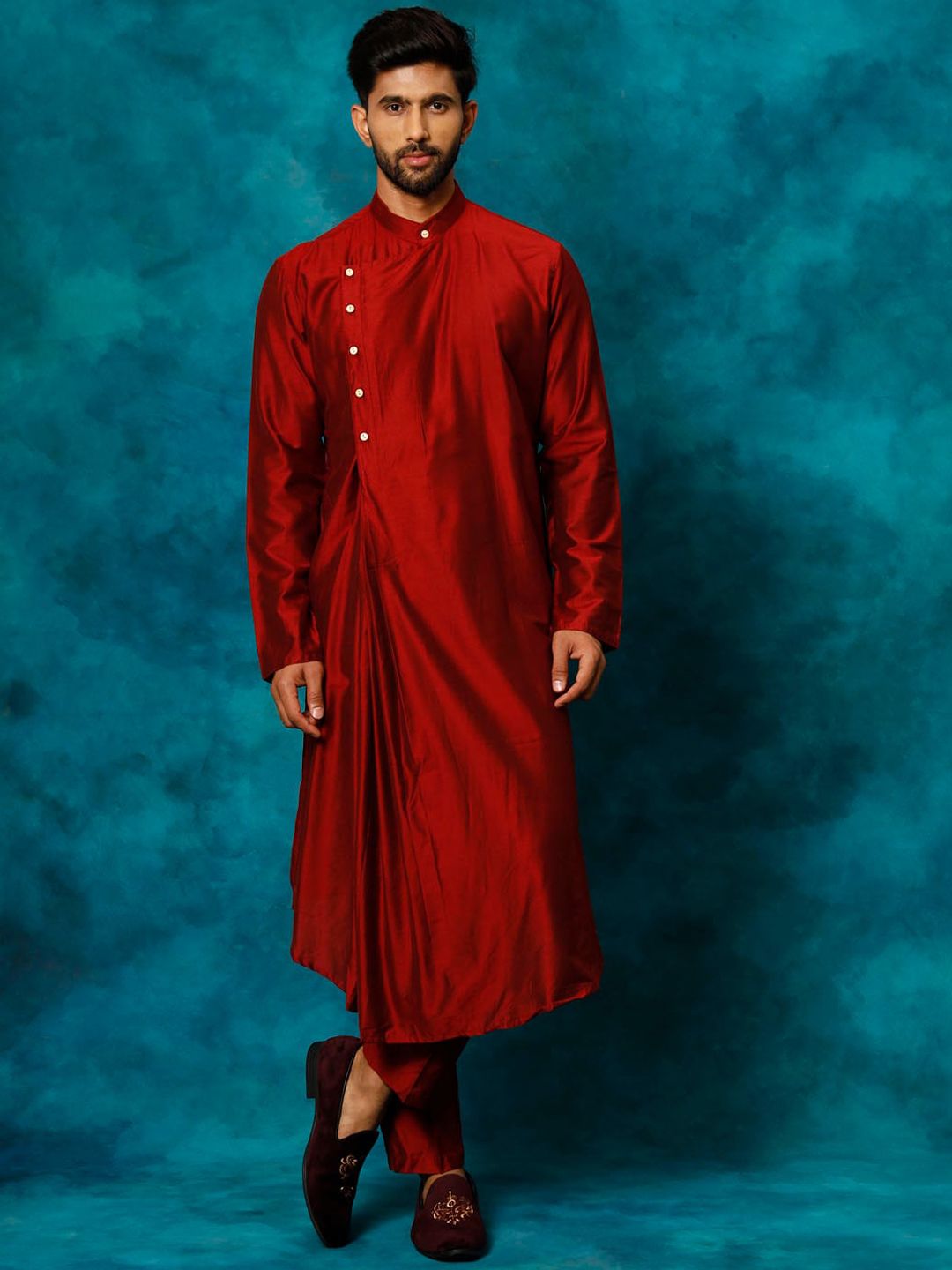 VASTRAMAY Mandarin Collar Straight Kurta