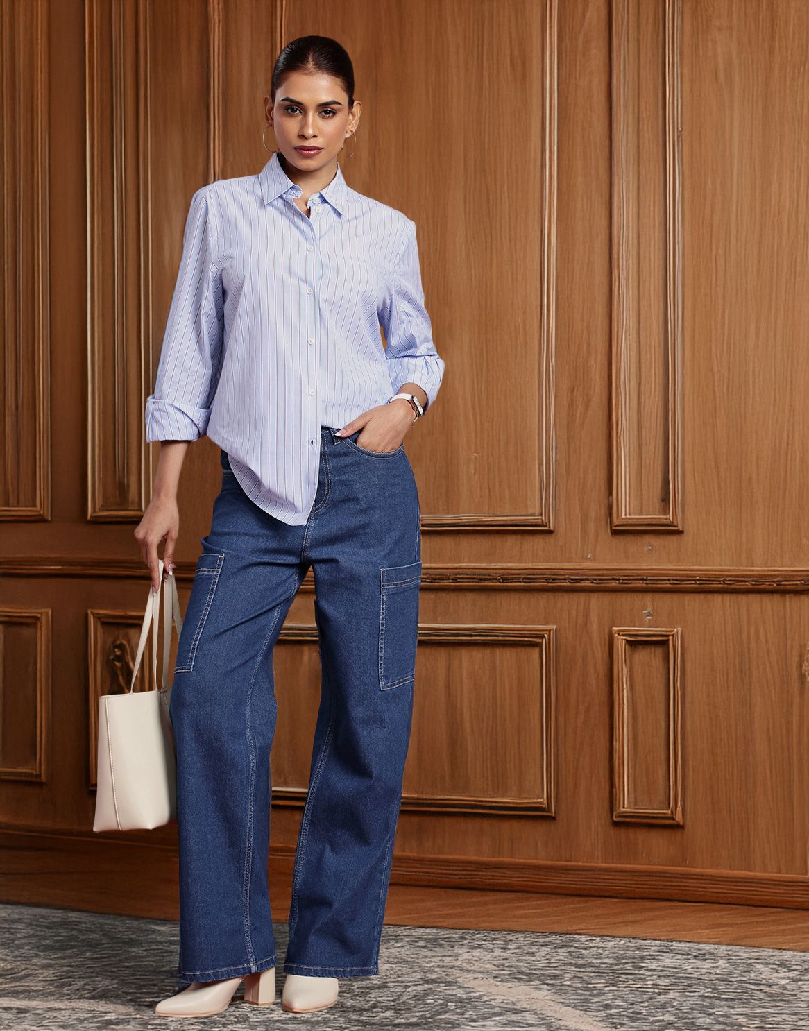 all about you Women Straight Fit High-Rise Stretchable Cargo Style Jeans