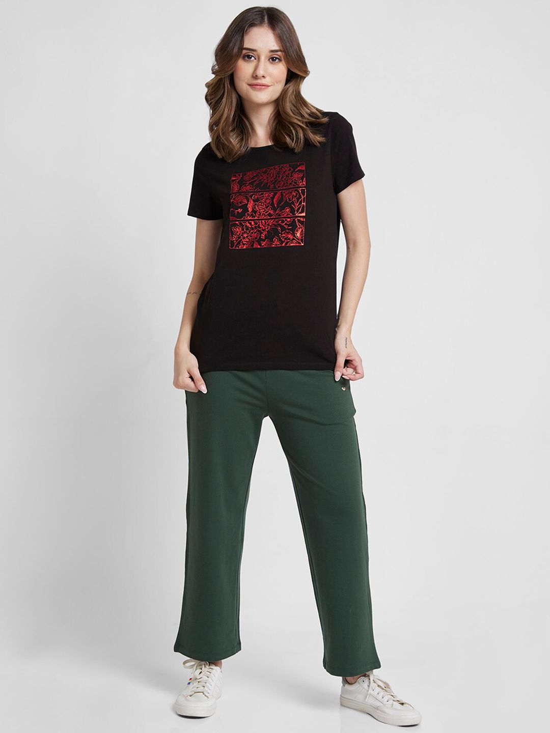 SPYKAR Women Straight-Fit High Rise Track Pant