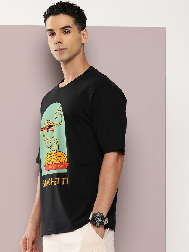 DILLINGER Men Graphic Oversized Printed Drop-Shoulder Sleeves Pure Cotton T-shirt