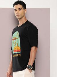 DILLINGER Men Graphic Oversized Printed Drop-Shoulder Sleeves Pure Cotton T-shirt