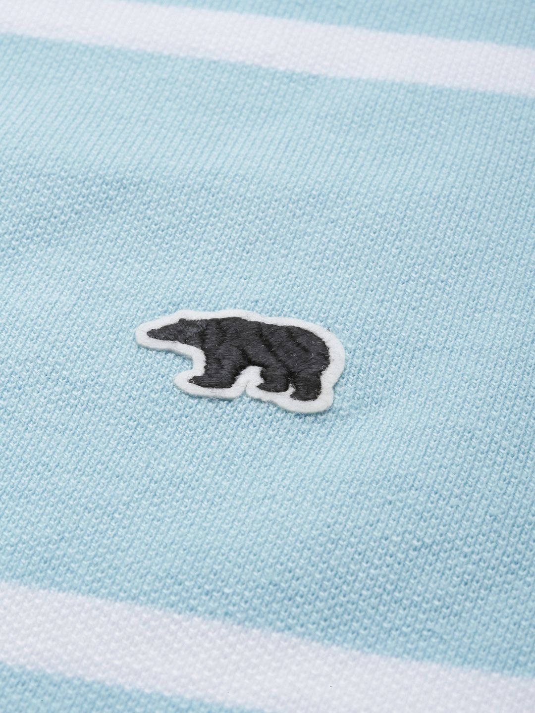 THE BEAR HOUSE Men Blue  White Striped Polo Collar Slim Fit Pure Cotton T-shirt