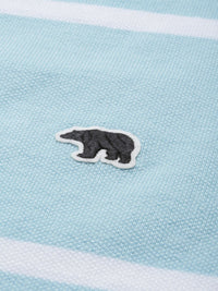 THE BEAR HOUSE Men Blue  White Striped Polo Collar Slim Fit Pure Cotton T-shirt