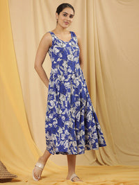 W Floral Printed Fit & Flare Midi Dress