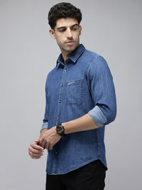 SPYKAR Pure Cotton Slim Fit Chambray Casual Shirt