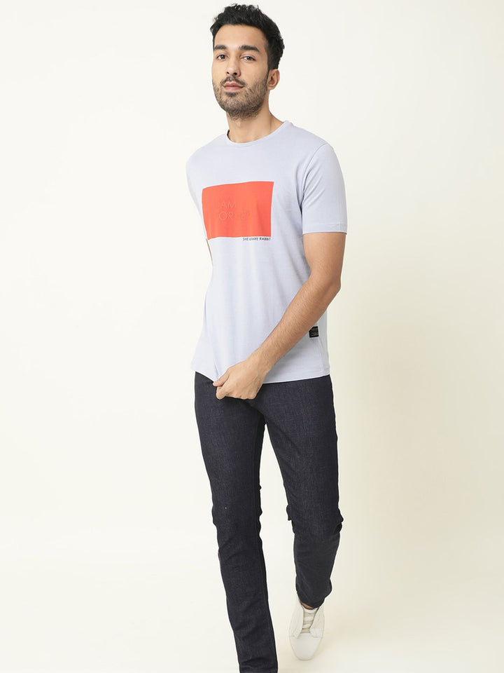 RARE RABBIT Men I Am Regular Fit Colourblocked Round Neck Pure Cotton T-Shirt