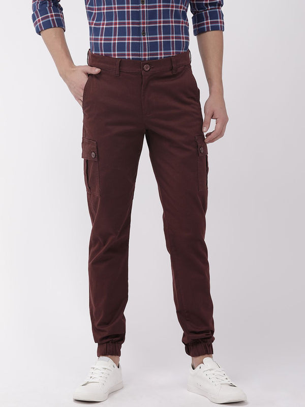 The Indian Garage Co Men Slim Fit Solid Cargos Joggers