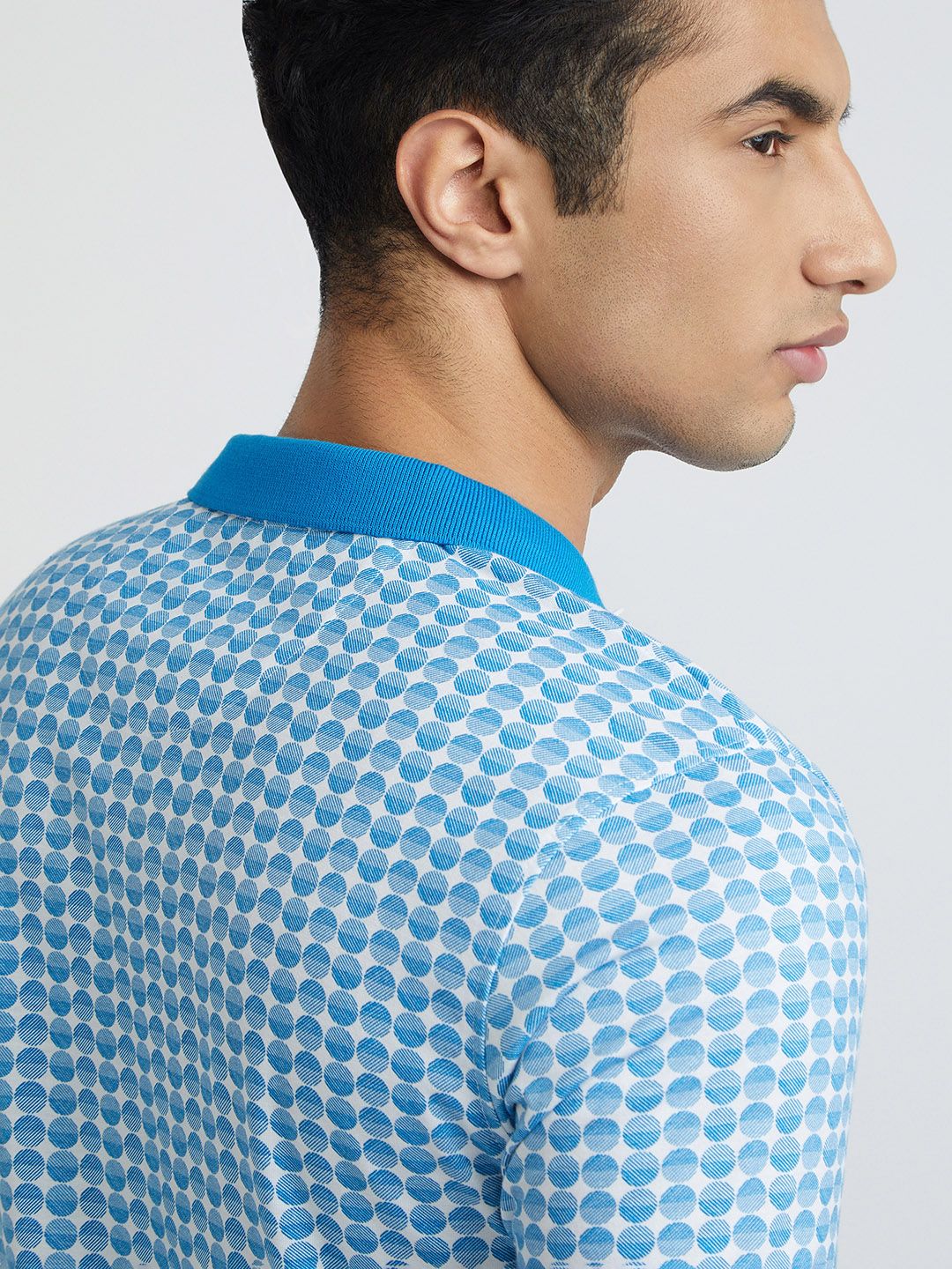 Park Avenue Men Geometric Print Polo Collar Slim Fit T-shirt