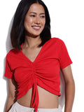 DressBerry String Ruch Up V-Neck Fitted Top