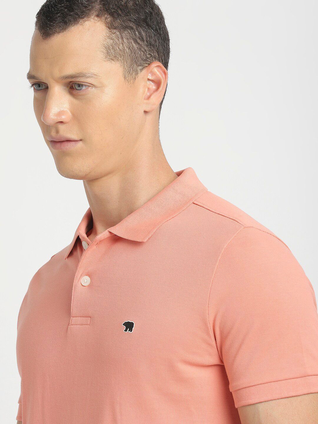 THE BEAR HOUSE Polo Collar Slim Fit Pure Cotton T-shirt