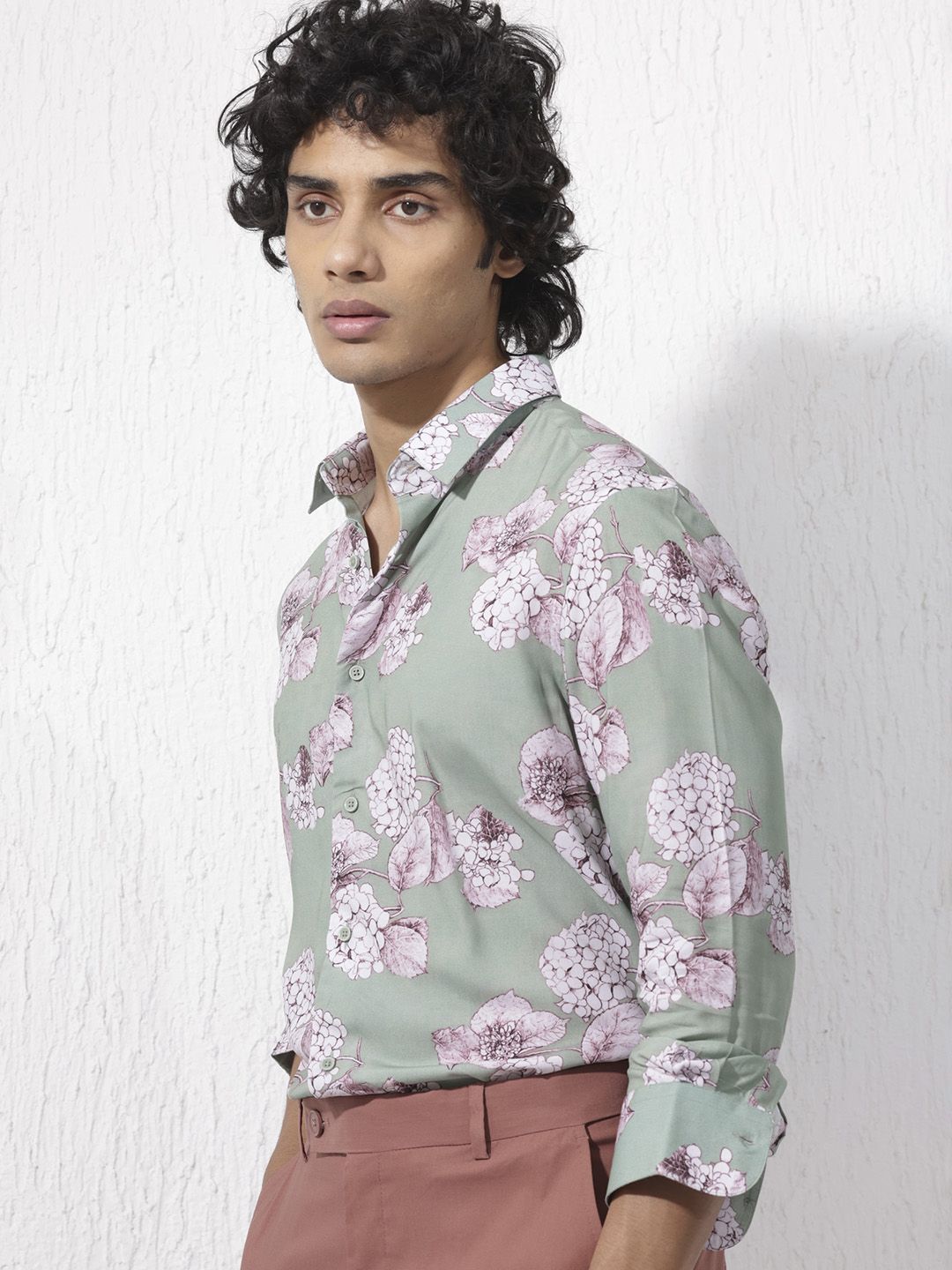 RARE RABBIT Men Sakura Slim Fit Floral Opaque Printed Shirt