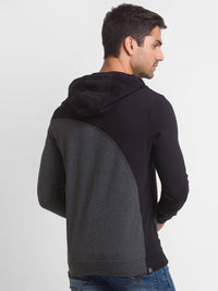 Being Human Men Black Printed Hooded Sweatshirt