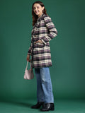 DressBerry Notched Lapel Checked Longline Overcoat