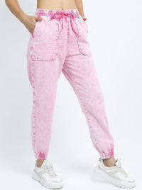 Tokyo Talkies Women Pink Cotton Jogger Jeans