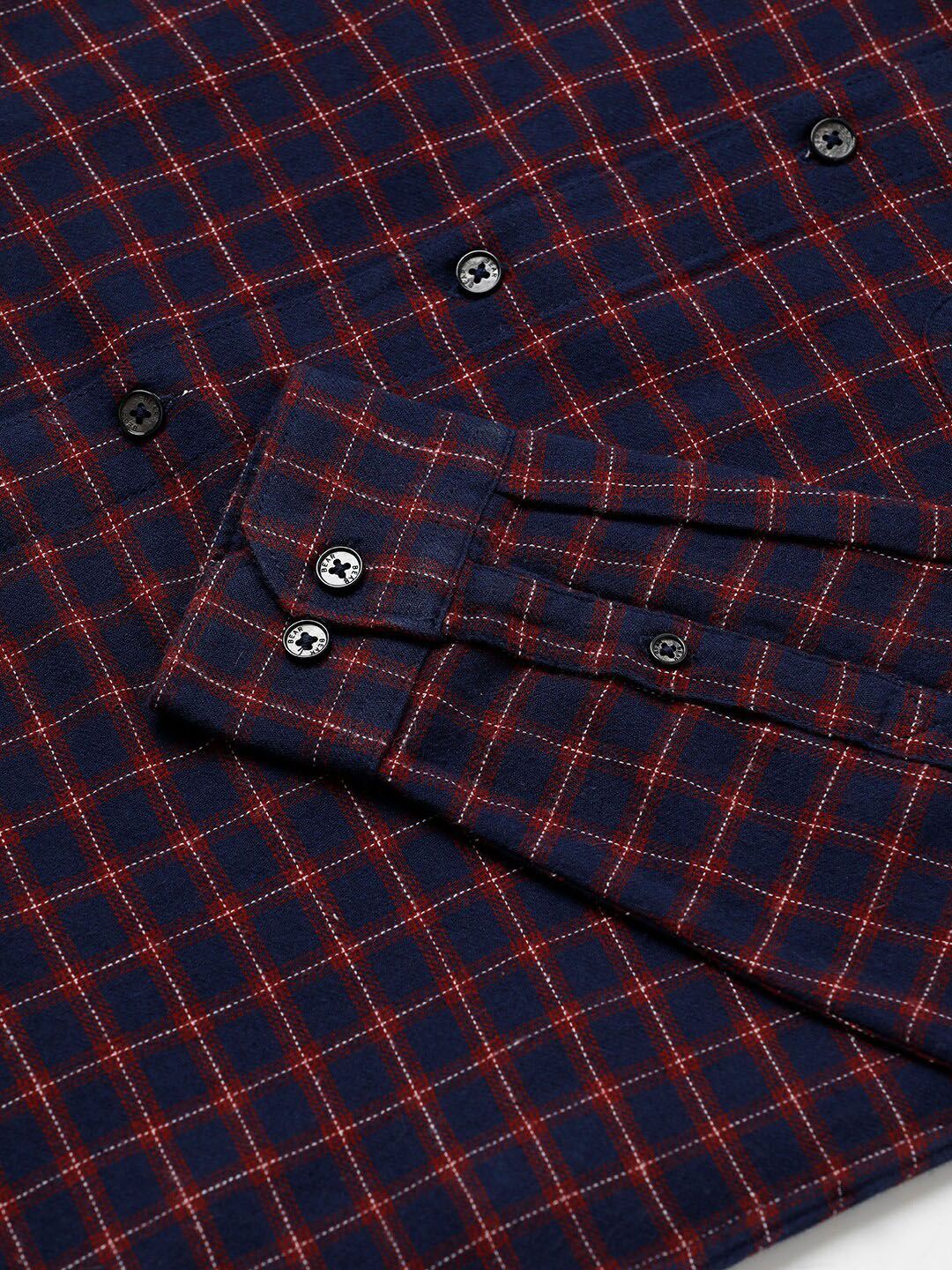 THE BEAR HOUSE Slim Fit Checked Opaque Casual Pure Cotton Shirt