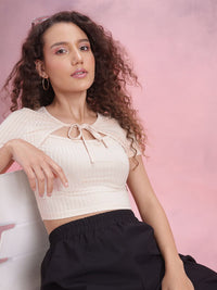 DressBerry Tie-Ups Shrug Detail Crop Top